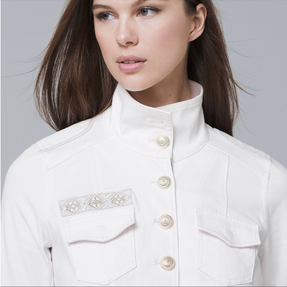 ⭐️NEW⭐️White House Black Market (WHBM) White Denim Jacket - Picture 4 of 15